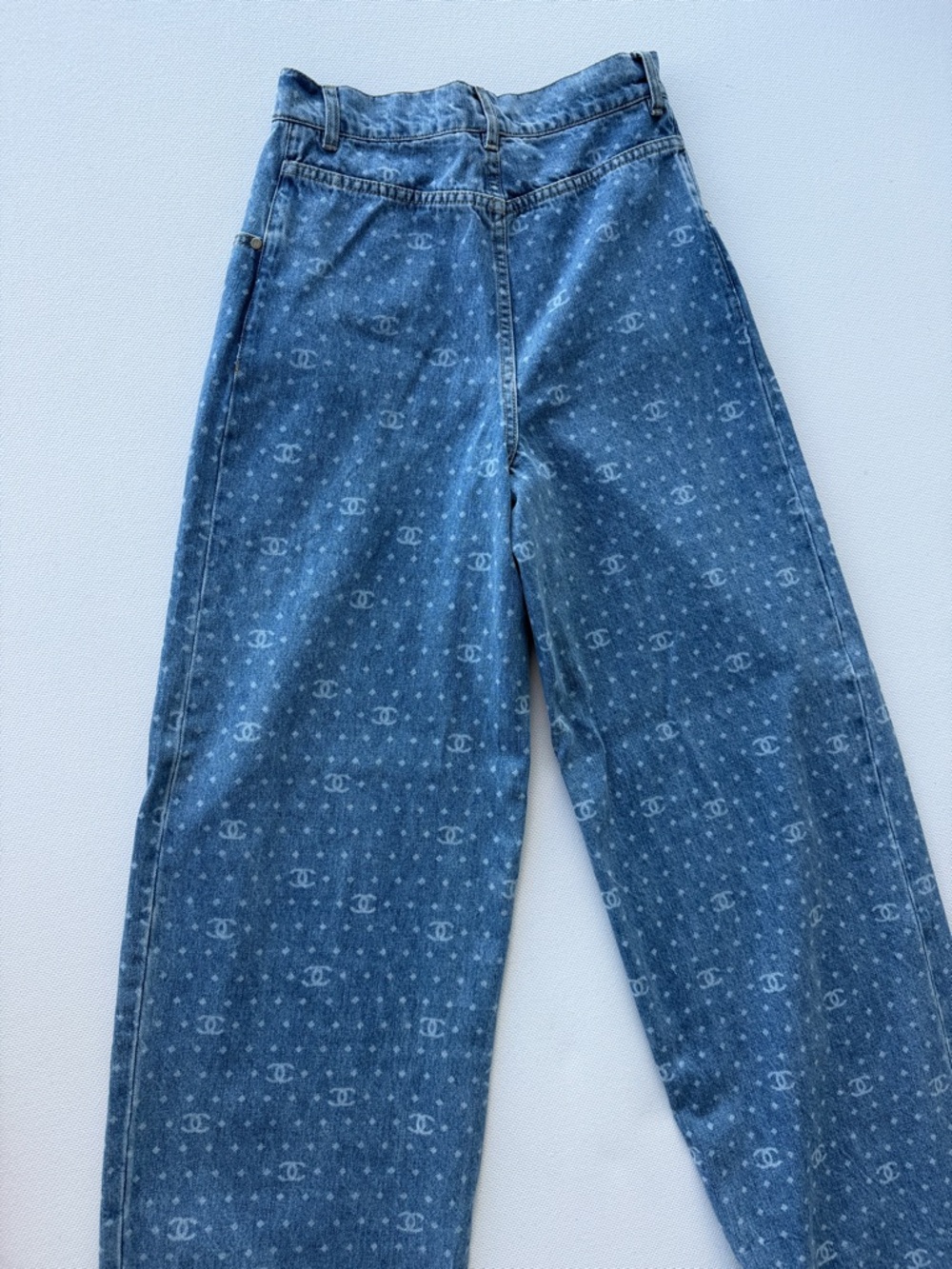 Blue Logo-Print Wide Leg Jeans - Picture 3 of 6